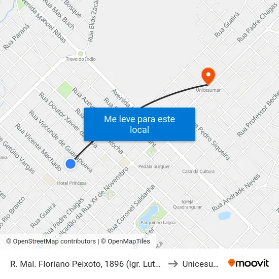 R. Mal. Floriano Peixoto, 1896 (Igr. Luterana) to Unicesumar map