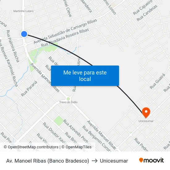 Av. Manoel Ribas (Banco Bradesco) to Unicesumar map
