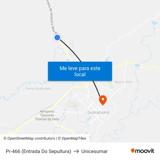 Pr-466 (Entrada Do Sepultura) to Unicesumar map