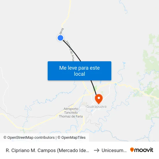 R. Cipriano M. Campos (Mercado Ideal) to Unicesumar map