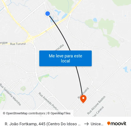 R. João Fortkamp, 445 (Centro Do Idoso Aramis Carvalho Góes) to Unicesumar map