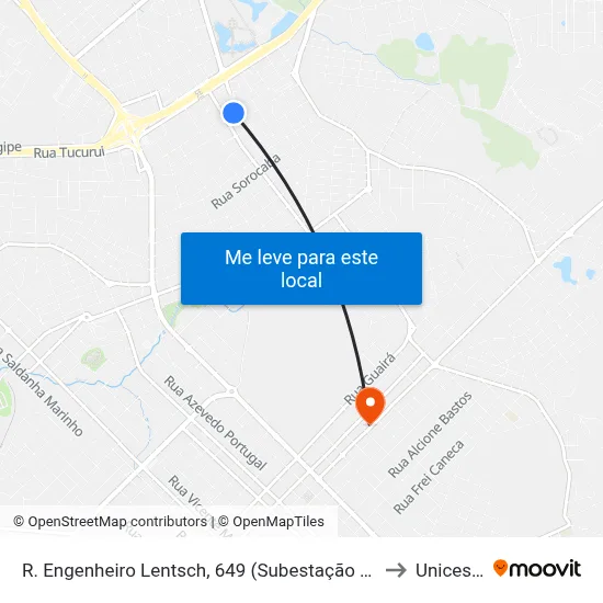 R. Engenheiro Lentsch, 649 (Subestação De Energia Energisa) to Unicesumar map