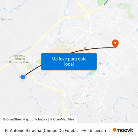 R. Antônio Baraúna (Campo De Futebol) to Unicesumar map