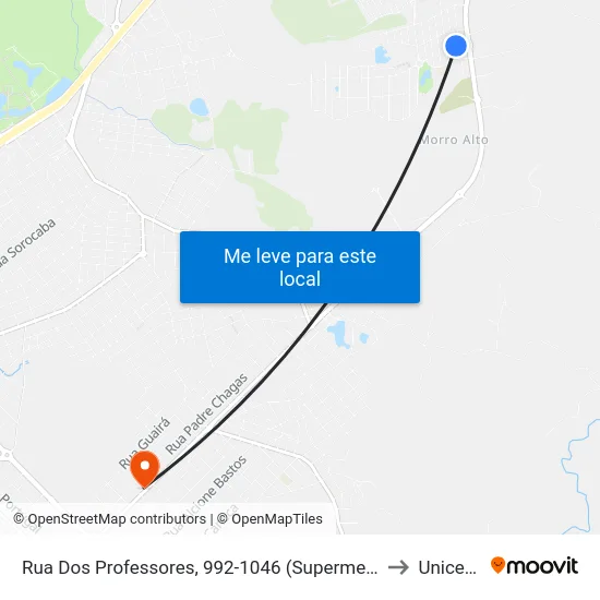Rua Dos Professores, 992-1046 (Supermercado 2000 Lado Oposto) to Unicesumar map