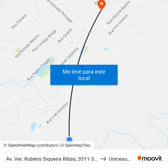Av. Ver. Rubéns Siqueira Ribas, 3511-3679 to Unicesumar map