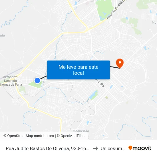 Rua Judite Bastos De Oliveira, 930-1678 to Unicesumar map