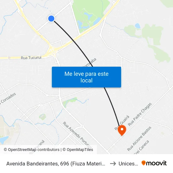 Avenida Bandeirantes, 696 (Fiuza Materiais De Construção) to Unicesumar map