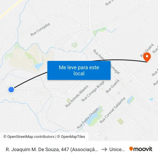R. Joaquim M. De Souza, 447 (Associação Atlética Santa Maria) to Unicesumar map