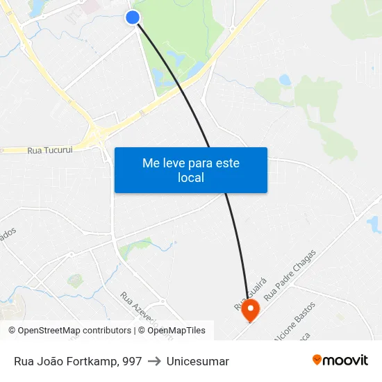 Rua João Fortkamp, 997 to Unicesumar map
