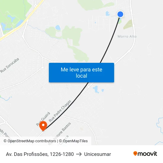Av. Das Profissões, 1226-1280 to Unicesumar map