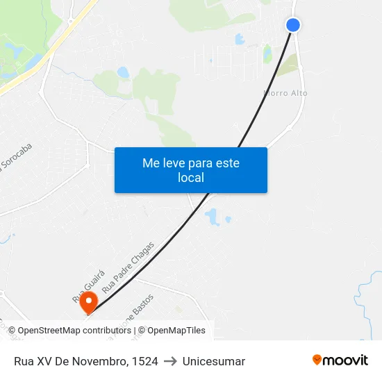 Rua XV De Novembro, 1524 to Unicesumar map