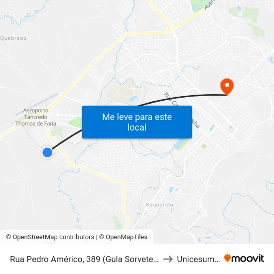 Rua Pedro Américo, 389 (Gula Sorveteria) to Unicesumar map