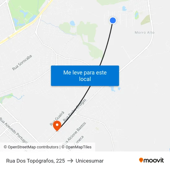 Rua Dos Topógrafos, 225 to Unicesumar map