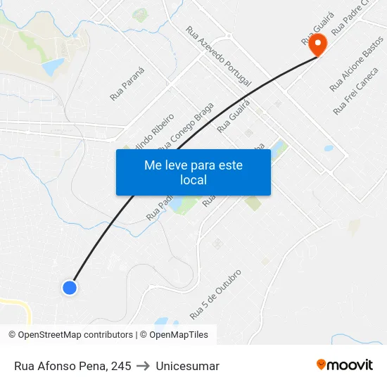 Rua Afonso Pena, 245 to Unicesumar map