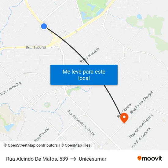 Rua Alcindo De Matos, 539 to Unicesumar map