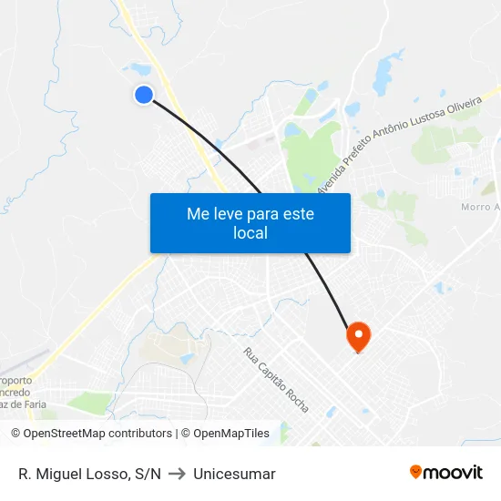 R. Miguel Losso, S/N to Unicesumar map