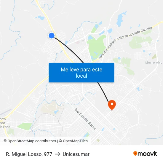 R. Miguel Losso, 977 to Unicesumar map