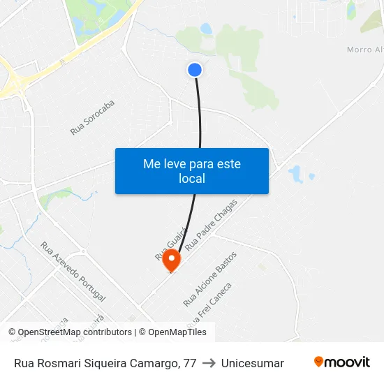 Rua Rosmari Siqueira Camargo, 77 to Unicesumar map
