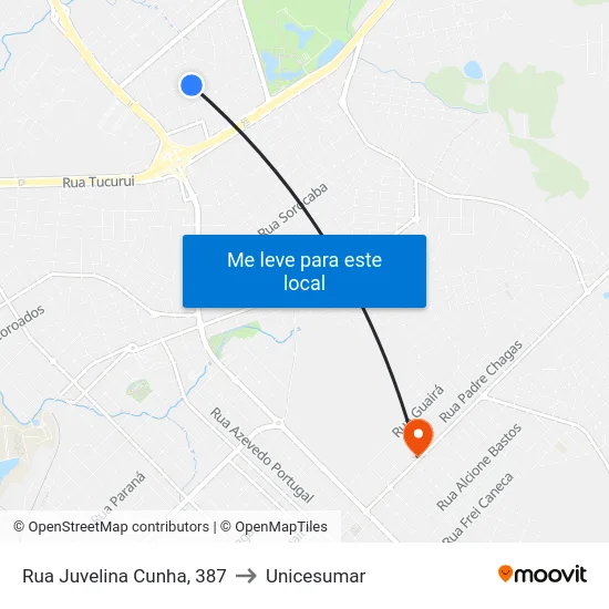 Rua Juvelina Cunha, 387 to Unicesumar map