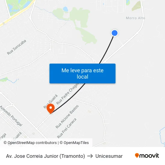 Av. Jose Correia Junior (Tramonto) to Unicesumar map