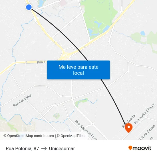 Rua Polônia, 87 to Unicesumar map