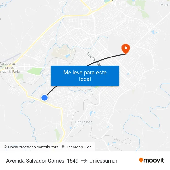 Avenida Salvador Gomes, 1649 to Unicesumar map