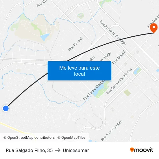 Rua Salgado Filho, 35 to Unicesumar map
