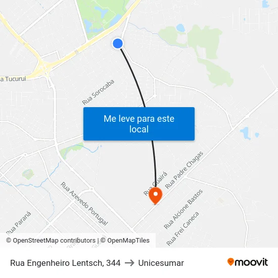 Rua Engenheiro Lentsch, 344 to Unicesumar map