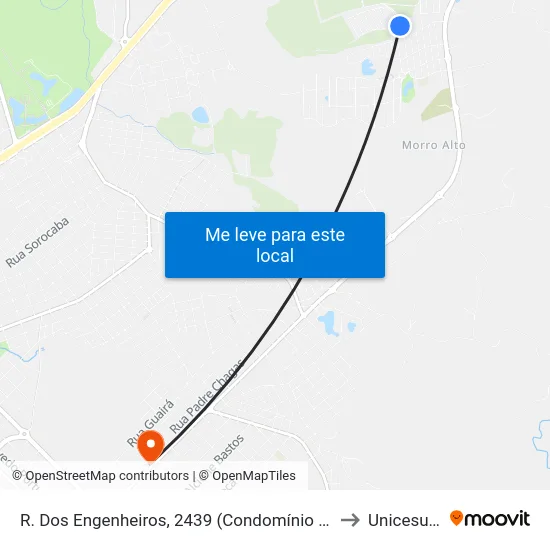 R. Dos Engenheiros, 2439 (Condomínio Porto Real) to Unicesumar map