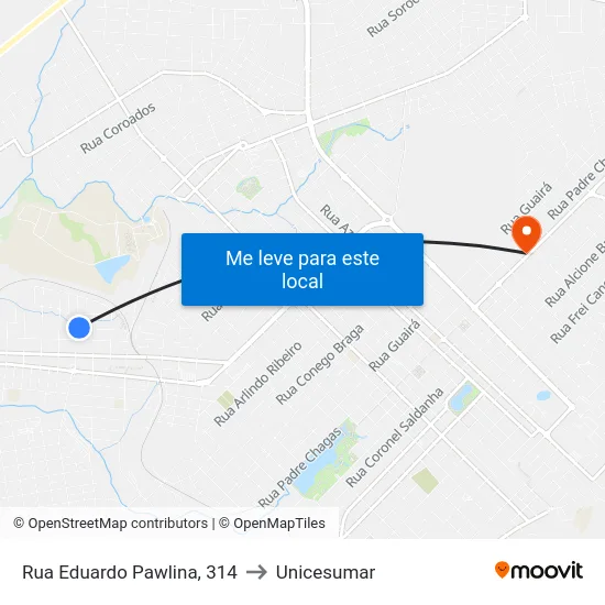 Rua Eduardo Pawlina, 314 to Unicesumar map
