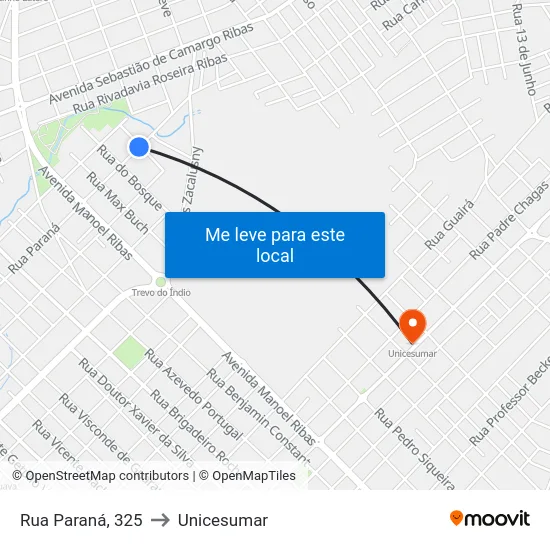 Rua Paraná, 325 to Unicesumar map