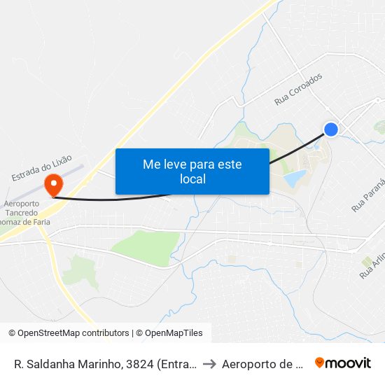 R. Saldanha Marinho, 3824 (Entrada Campus Cedeteg) to Aeroporto de Guarapuava map