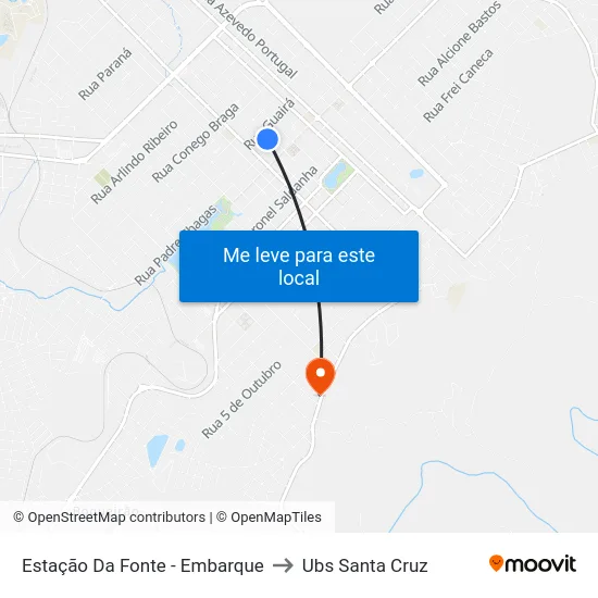 Estação Da Fonte - Embarque to Ubs Santa Cruz map