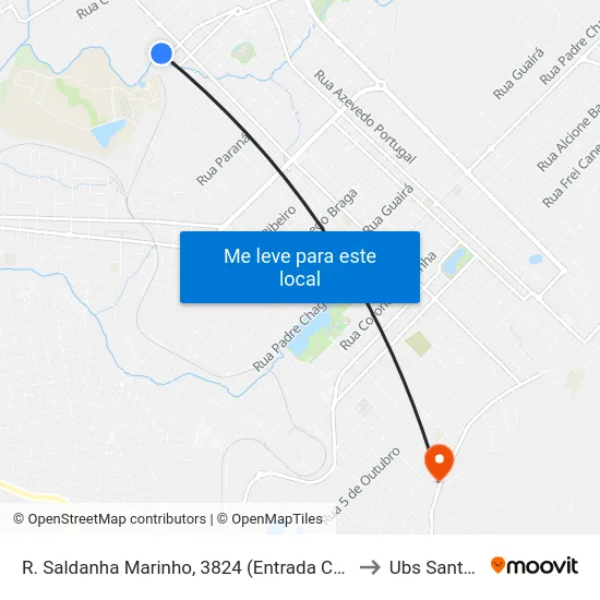 R. Saldanha Marinho, 3824 (Entrada Campus Cedeteg) to Ubs Santa Cruz map