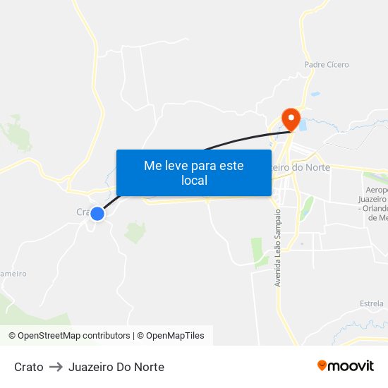 Crato to Juazeiro Do Norte map