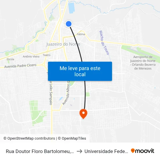 Rua Doutor Floro Bartolomeu, 786 - São Miguel to Universidade Federal Do Cariri map