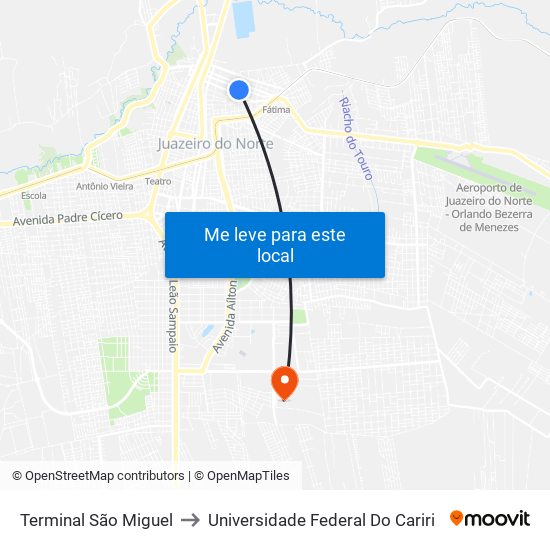 Terminal São Miguel to Universidade Federal Do Cariri map