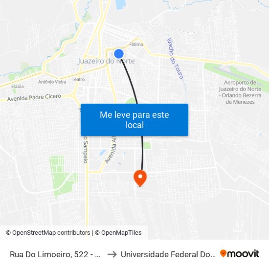 Rua Do Limoeiro, 522 - Pio XII to Universidade Federal Do Cariri map