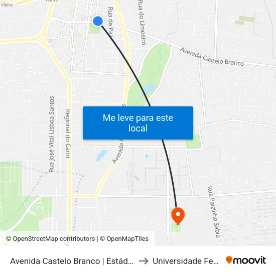 Avenida Castelo Branco | Estádio Romeirão - Romeirão to Universidade Federal Do Cariri map