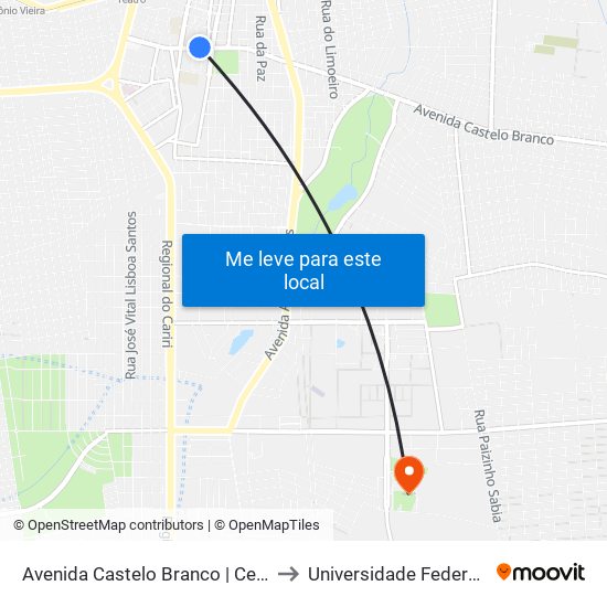 Avenida Castelo Branco | Cere - Romeirão to Universidade Federal Do Cariri map