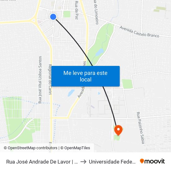 Rua José Andrade De Lavor | Sesi - Romeirão to Universidade Federal Do Cariri map