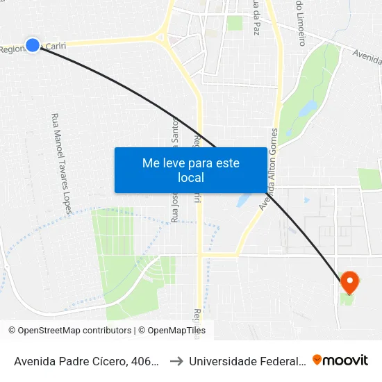 Avenida Padre Cícero, 4061 - São José to Universidade Federal Do Cariri map
