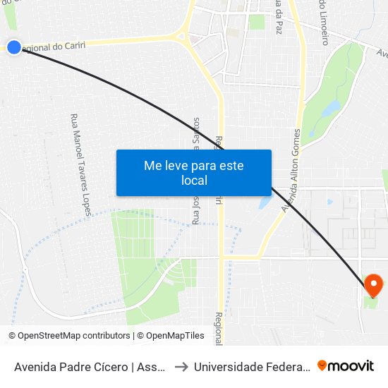 Avenida Padre Cícero | Assai - São José to Universidade Federal Do Cariri map