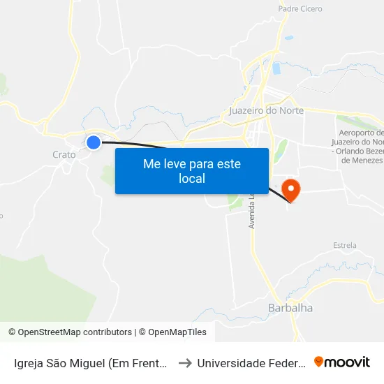 Igreja São Miguel (Em Frente) - Santa Luzia to Universidade Federal Do Cariri map