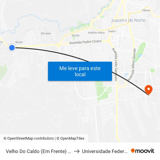 Velho Do Caldo (Em Frente) - Barro Branco to Universidade Federal Do Cariri map