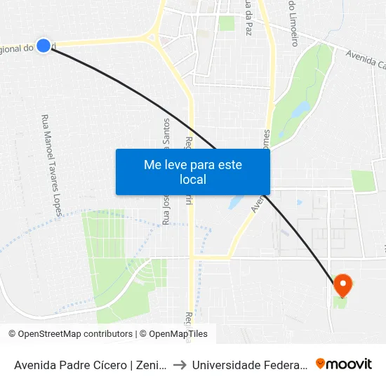 Avenida Padre Cícero | Zenir - São José to Universidade Federal Do Cariri map