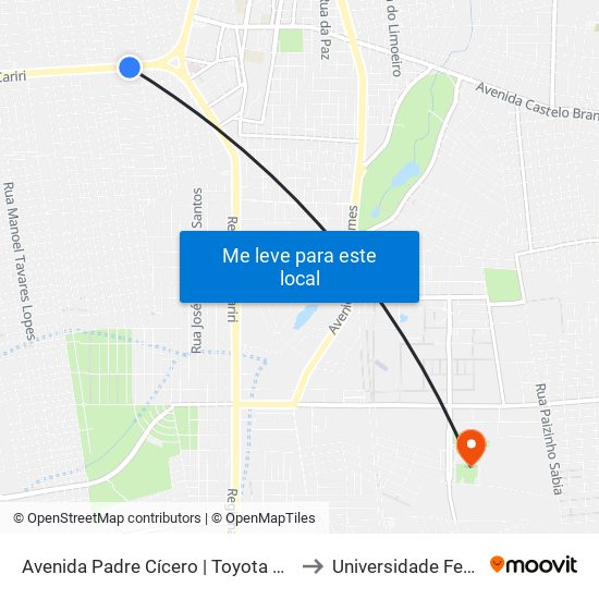 Avenida Padre Cícero | Toyota Newland - Antonio Vieira to Universidade Federal Do Cariri map
