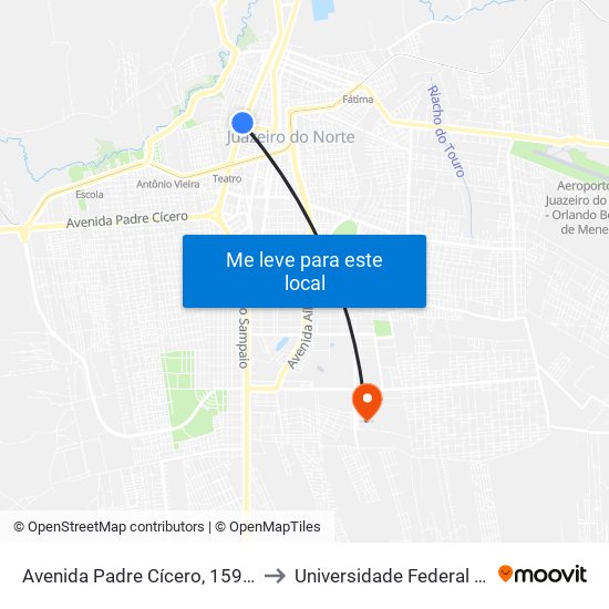 Avenida Padre Cícero, 1594 - Centro to Universidade Federal Do Cariri map