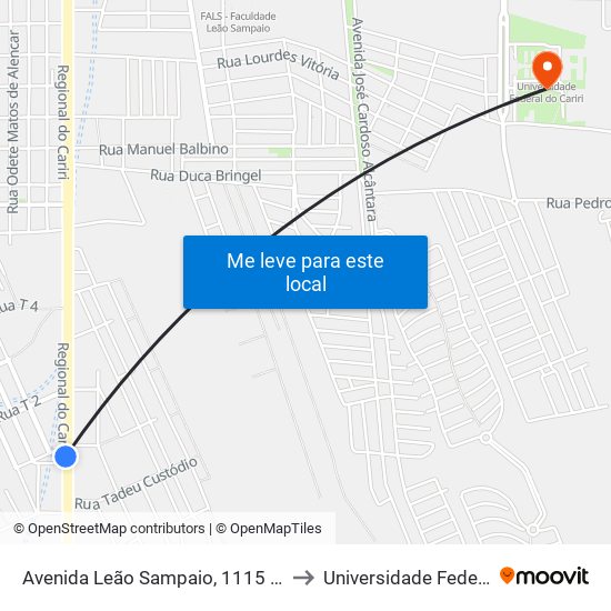 Avenida Leão Sampaio, 1115 - Mata Dos Limas to Universidade Federal Do Cariri map