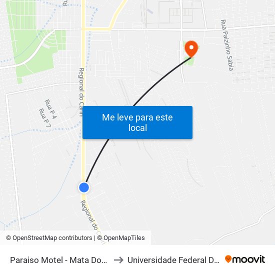 Paraiso Motel - Mata Dos Dudas to Universidade Federal Do Cariri map